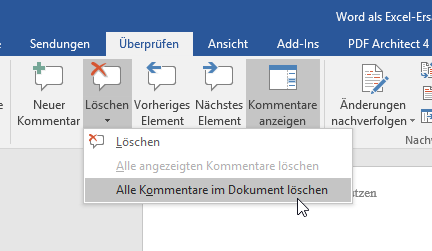 Video-Tutorial Word "Kommentare löschen": Screenshot "Kommentare löschen"
