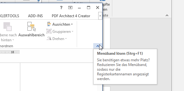 Video-Tutorial Word "Menüband": Screenshot "Menüband mit der Maus ausblenden"