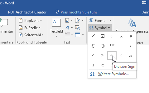 Video-Tutorial Word "Sonderzeichen": Screenshot "Symbolpalette einblenden"