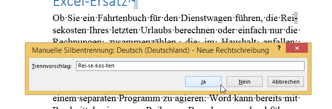 Video-Tutorial Word "Manuelle Silbentrennung": Screenshot "Silbentrennung überprüfen" Video-Tutorial Word "Manuelle Silbentrennung": Screenshot "Silbentrennung überprüfen"