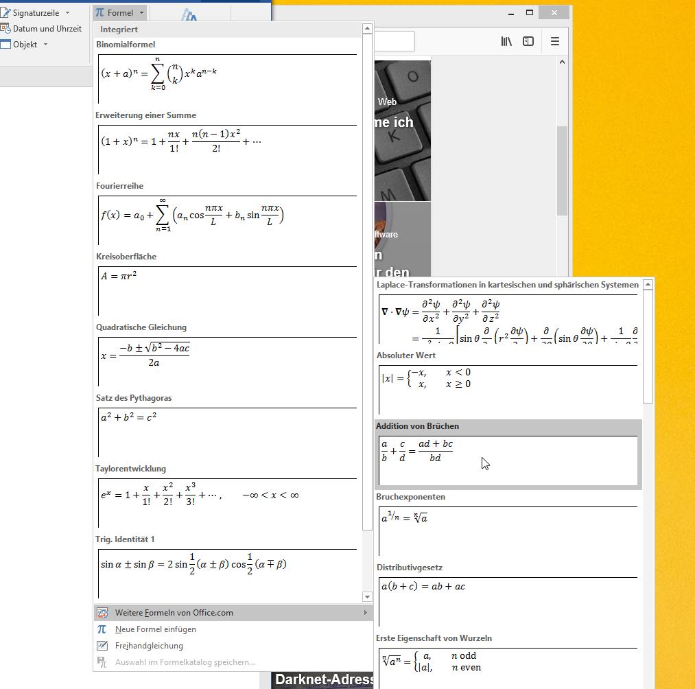 Video-Tutorial Word "Formeleditor": Screenshot "Formel einfügen"