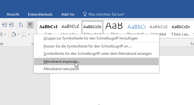 Video-Tutorial PowerPoint "Menüband anpassen": Screenshot "Menüband bearbeiten"