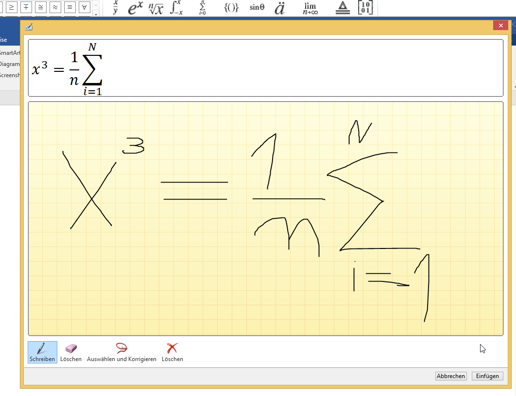 Video-Tutorial Word "Freihand-Formeln": Screenshot "Formel zeichnen"