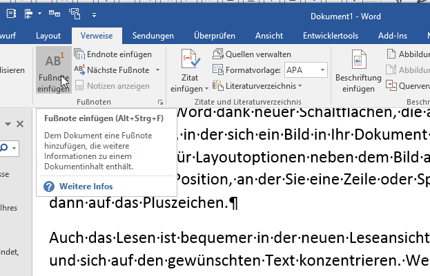 Video-Tutorial Word "Fußnoten einfügen": Screenshot "Fußnoten einfügen"