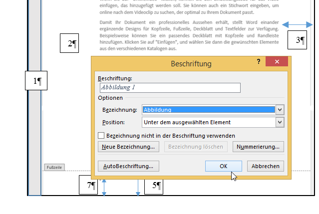 Video-Tutorial Word "Abbildungsverzeichnis": Screenshot "Bilder beschriften"