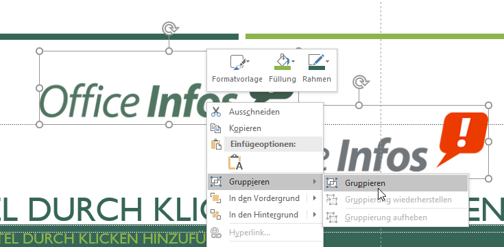 Video-Tutorial PowerPoint "Objekte gruppieren": Screenshot "Objekte gruppieren"