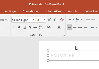 Video-Tutorial PowerPoint "Wasserzeichen hinzufügen": Screenshot "Textfeld-Wasserzeichen"