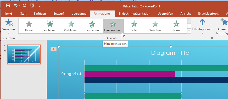 Video-Tutorial PowerPoint "Diagramme animieren": Screenshot "Animationen auswählen"