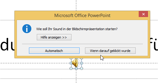 Video-Tutorial PowerPoint "Audio automatisch abspielen": Screenshot "Audiowiedergabe einstellen"