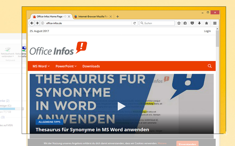 Video-Tutorial PowerPoint "Screenshots erstellen": Screenshot "Bildschirmausschnitt festlegen"