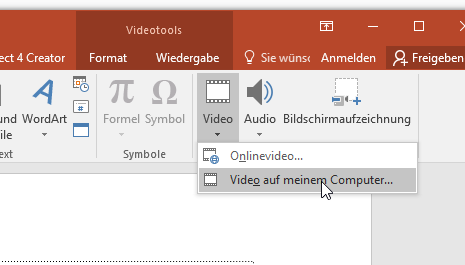 Video-Tutorial PowerPoint "Videso einfügen": Screenshot "Lokales Video einfügen"