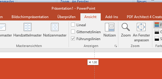 Video-Tutorial PowerPoint "Hilfslinien": Screenshot "Führungslinien verschieben"