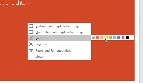 Video-Tutorial PowerPoint "Hilfslinien": Screenshot "Führungslinien einfügen"