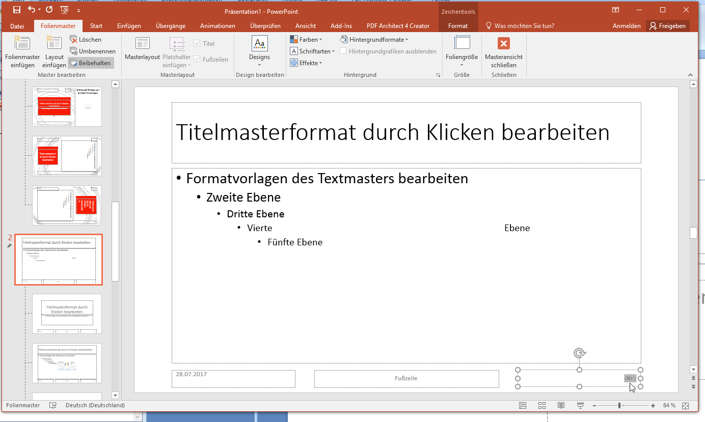 Video-Tutorial PowerPoint "Zwischen Platzhaltern wechseln": Screenshot "Platzhalter nutzen" Video-Tutorial PowerPoint "Zwischen Platzhaltern wechseln": Screenshot "Platzhalter nutzen"