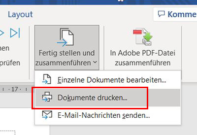 Seriendruck: Screenshot "Dokumente drucken"